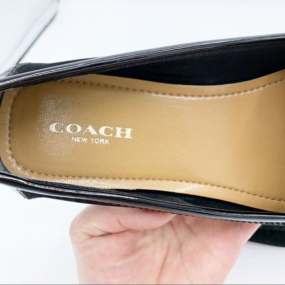 Coach Black Fonda Black Suede and Patent Leather Loafers Flats Driving Moc 6.5 - Picture 10 of 16